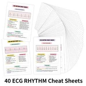 40pcs ECG Rhythm & Arrhythmia Learning Guide Cards, Heart, Cardiac Rhythm Analysis, Nursing Reference Cards, Suitable for Nurses, Students, and Medical Students, Medical Pocket Cards