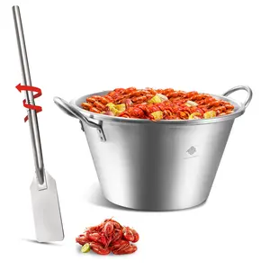 ARC Stainless Steel 25 Inches Heavy Duty Mexican Cazo Para Carnitas with 48" Mixing Paddle,69QT Large Outdoor Wok Great for Carnitas and Braising (69QT+48" paddle)
