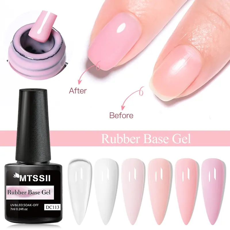MTSSII Builder Rubber Gel Base Coat for Nails, Clear  Pink Rubber Base Gel Nail Polish for Strengthen/Apex Building/Enhance/Reinforced Long Lasting Fiber Protect Soak Off U V LED Strengthener Gel Builder Gift for Thin Weak Nails Gel Nail Art