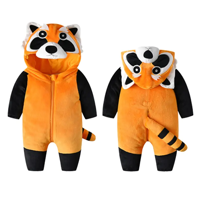 TONWHAR Unisex Baby Animal Romper Raccoon Shaped Comfortable Jumpsuit Kids Boys Girls Cartoon Onesie with 2-way Zipper Children Halloween Christmas Costumes