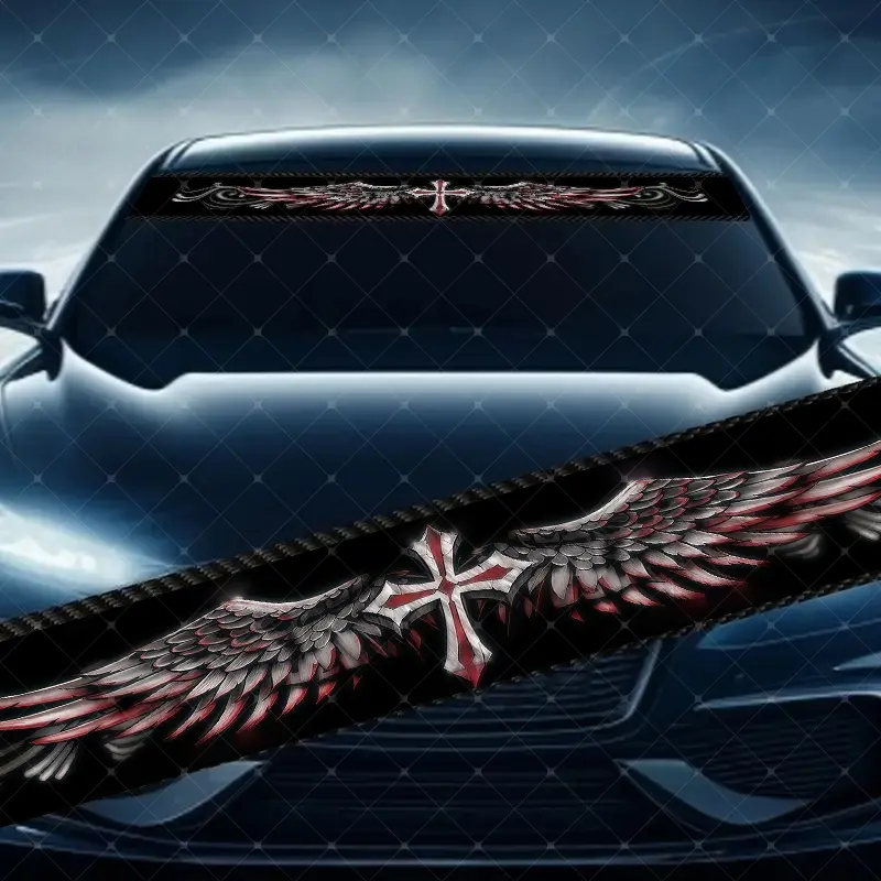 Blood Cross Wings Car Windshield Sticker, Decorative Vinyl Decal, Car Decals, Scratch Cover Waterproof UV Protection, Fits All Cars, Sticker For Cars, Car Stickers