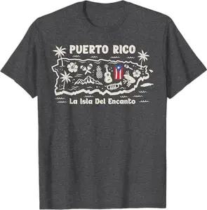 Puerto Rico La Isla del Encanto Puerto Rican Flag Retro T-Shirt