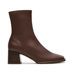 Steve Madden Womens Pammy Square Toe Zippered Casual Boots Ankle Mid Heel 2-3" - Brown