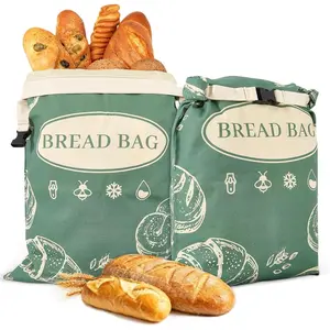 2 Pack 17×13 Inch Large Zippered Beeswax Cotton Reusable Bread Storage Bags Freezer Safe for Homemade Bread Bagel Croissant Baguette Kitchen Baking Supplies