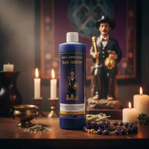 Spiritual Water – Saint Simon | Agua Espiritual San Simón for Prosperity Protection & Justice | Ideal for Religious Decor & Ornaments