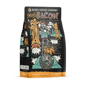 Bones Coffee Company Maple Bacon, Made with Arabica Coffee Beans, Medium Roast, Ground and Whole Coffee (12oz) Beverage Sugar