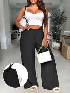 Summer Casual Halter Sleeveless Jumpsuit for Women, Loose Wide Leg Long Pants, High Waist Design, Perfect for Daily Wear and Vacation