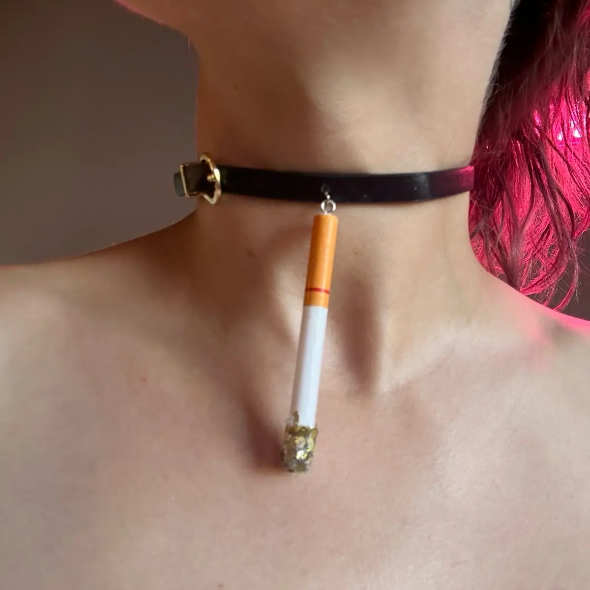 Cigarette Pendant Buckle Choker