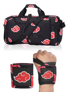 Anime Gym Bag for Women Men and Wrist Wrap Bundle Set - Perfect for Travel and Sports