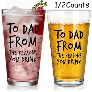 Funny Beer Mug Glass Drinkware Gift Set for Dad, Premium Drinking Glasses, Funny Glass Cup, 16 Oz Fun Christmas Stocking Stuffer, Perfect Father's Day Birthday Retirement Valentine's Day Present