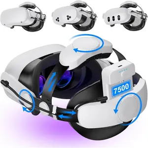 for  Quest 3S/Quest 2/Quest 3  Strap with 7500mAh Hot-Swap  Pack, Double Knobs Adjustable VR Headset Strap with Two Large Support Pad  Support, Reduce