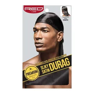 Red Kiss Premium Silky Satin Durag Mens Cap Durag Black, 1 Ea
