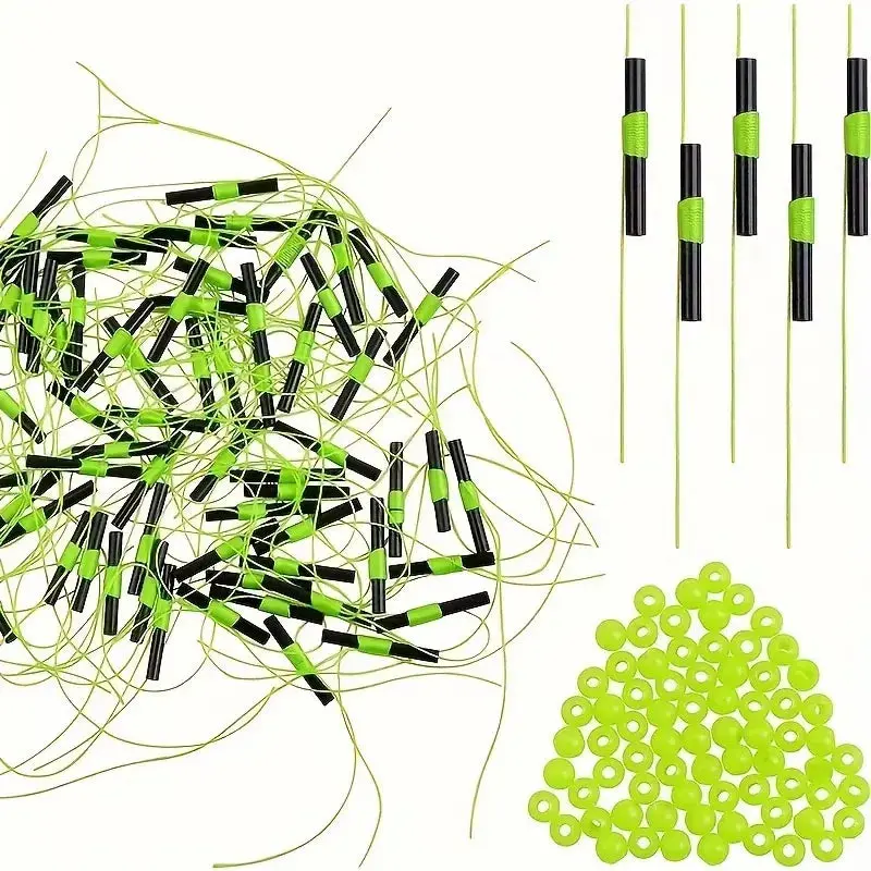Nova Bobber Stops & Beads Kit - Slip Knot Stoppers for Float Fishing, 50/100 Pcs, Pre-Tied on Tubes, Tube Rigging Essential for Slack-Line Crappie & Panfish Fishing, 50 Or 100 Pcs, Prevents Sliding