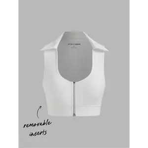 Cider U-NECKLINE SOLID ZIPPER TANK TOP With Removable Padding