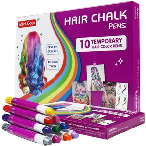 Hair Coloring Chalk 10-Color Temporary Hair Chalk Crayon Washable Hair Dye Gift for Halloween Christmas New Year Birthday Carnival and Cosplay Party 50Ml