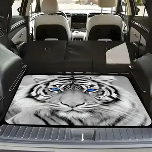White tiger pattern car trunk mat, suitable for interior floor mats of various cars, gender-neutral car interior accessories, car decoration accessories, car supplementary supplies