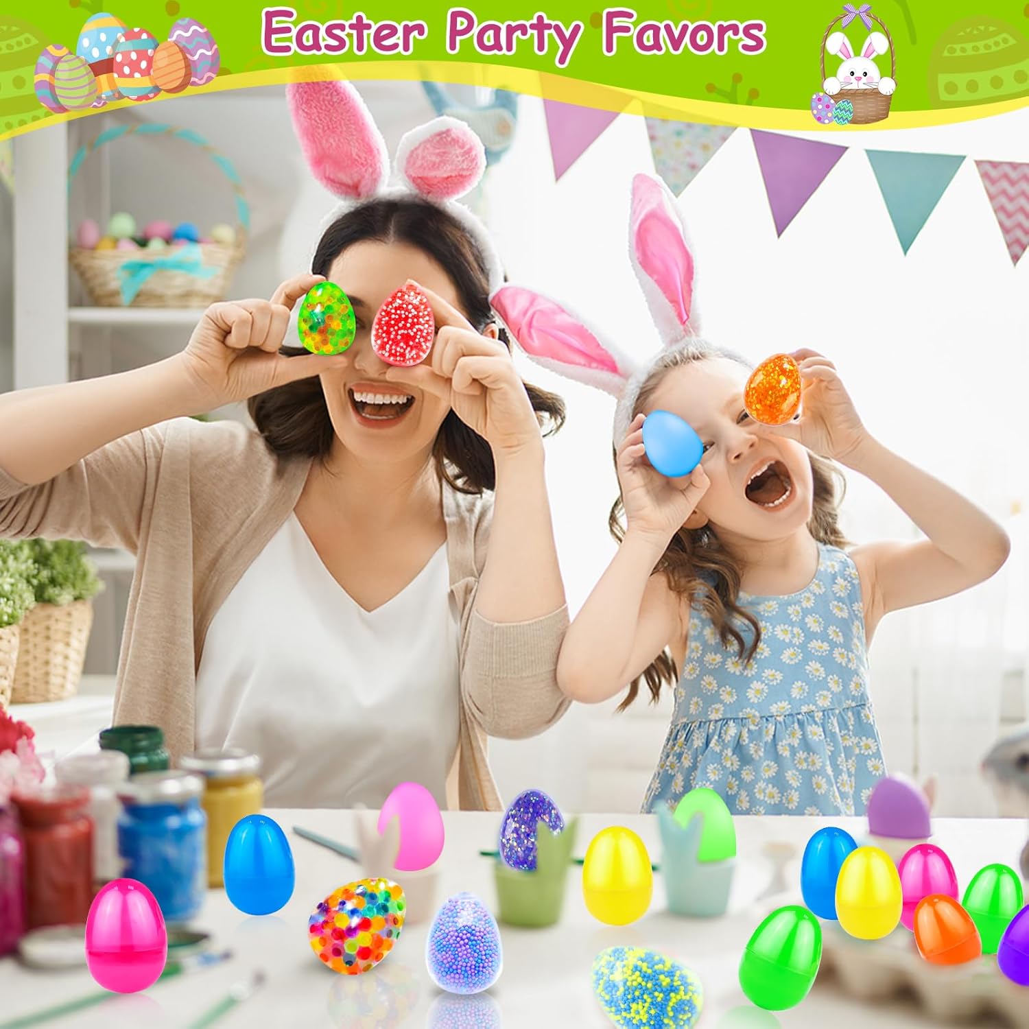 12‑Pack Easter Eggs with Toys – Filled Squishy Stress Balls & Fidget Toys for Kids, Toddlers Easter Basket Stuffers, Party Favors, Classroom Prizes & Gifts