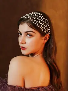 Faux Pearl Decorated Headband, Elegant Bridal Headwear for Wedding Bridal Party Formal Occasions, Fashion Hair Accessories for Women