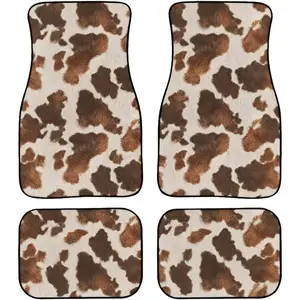 Cow Print 4 Pcs Auto Front/Back Floor Mats Heavy Duty Mats for Car All Weather Car Floor Protection Fit for SUV Vans Sedans Trucks, Easy to Clean ﻿