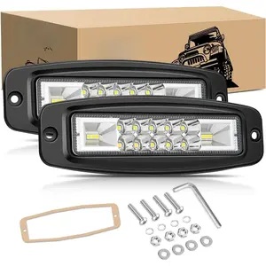 2PCS 6-Inch 60W Power Aluminum Flush Mount LED Pods - LED Light Bar, Flood-Spot Beam Combo, Backup/Fog Lights for 4x4 Truck Accessories