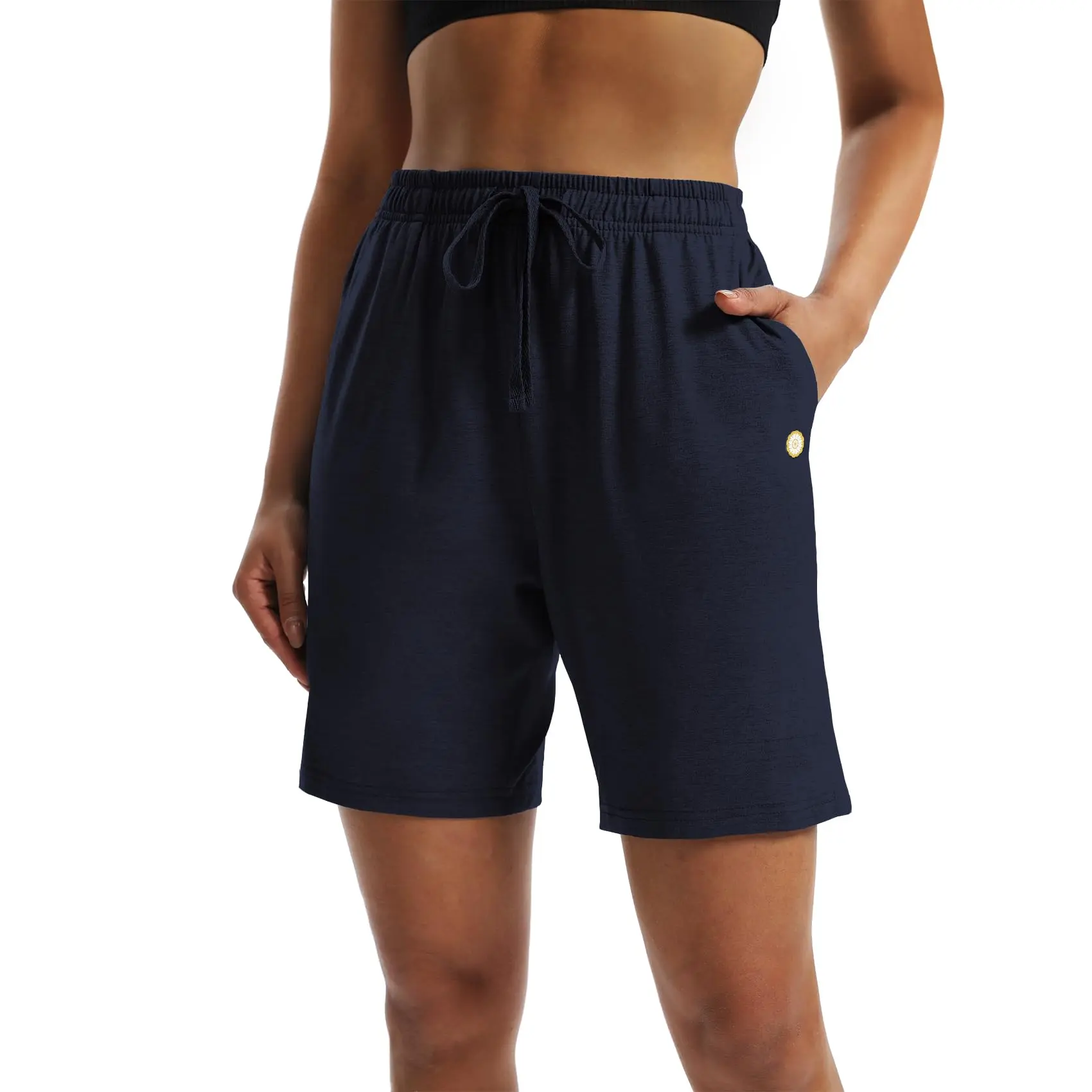 Women's 7" Jersey Bermuda Shorts, Active Workout Wear with Side Pockets for Yoga, Gym & Lounging, L, Womens Fitness, Bermuda Cut, Gym Baddie, Sporty Chic, Female, Athleisure Wear
