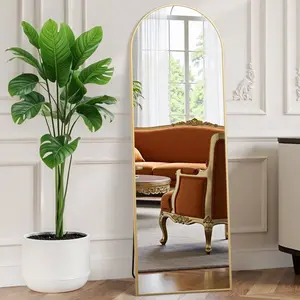 Arched Full Length Body Mirror 59x16 - Free Standing & Wall Mounted Gold