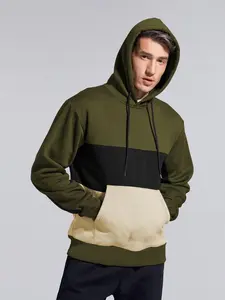Men'sColorblockHoodie&DrawstringWaistPantsTwo-pieceSet,RegularFitCasualLongSleeveHoodedSweatshirt&PocketTrousersforFall&Winter,Men'sTwo-pieceOutfitsforDailyWear