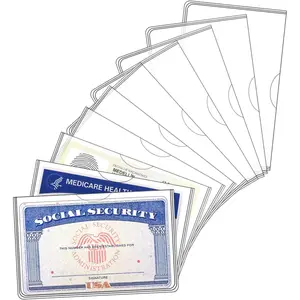 10 Pack Social Security Card Holder Medicare Card Protector Sleeve Clear PVC Sleeves Waterproof Plastic Credit Card Sleeves Cover for Credit Business Id Debit Cards