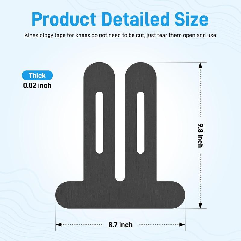 20 Pcs Precut Kinesiology Tape for Knees – Elastic, Waterproof & Breathable Knee Support for Pain Relief, Muscle & Joint Stability, Athletic Sports Tape