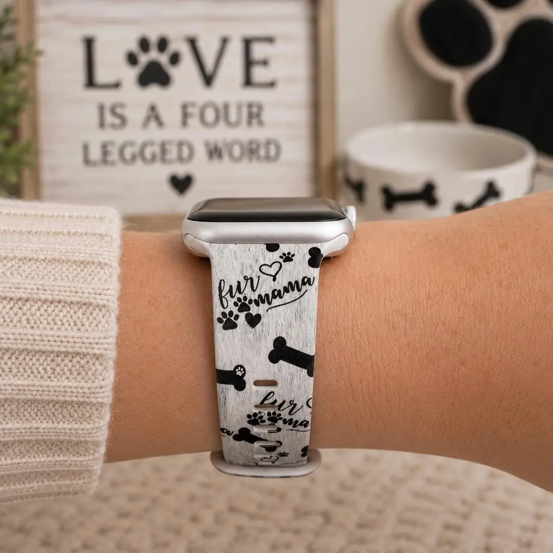 Fur Mama Watch Band | Dog Lover Paw Print Design | Compatible with Apple & Samsung Watches