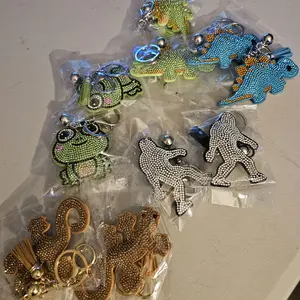 Frogs Bees Dinos and Bigfoot Bling Bag Charm Keychains Fun and Unique Accessories for Everyday Use