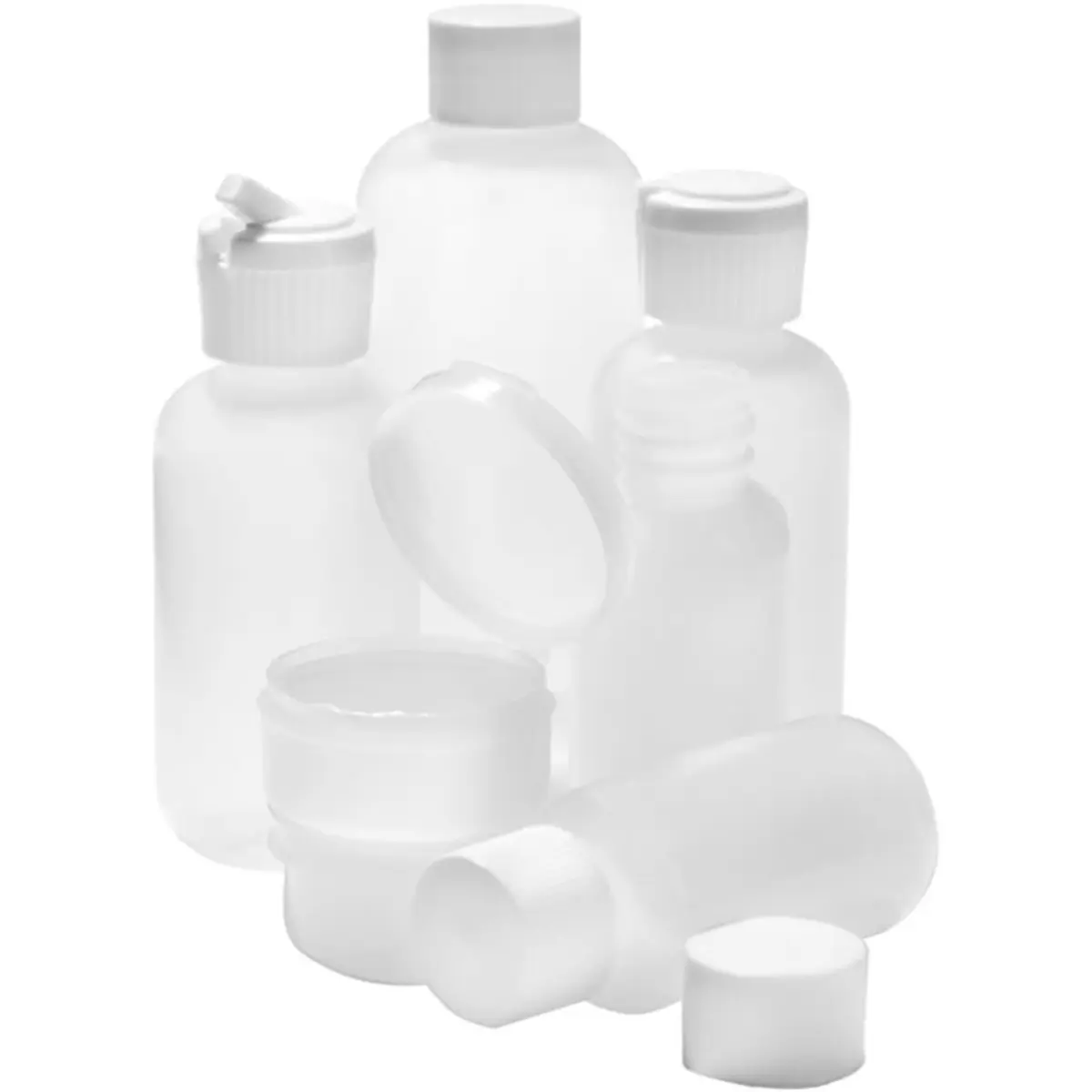 Coghlan's Pharmaceutical-Grade Plastic Store N' Pour Contain-Alls Set - 7-Pack Reusable Storage Bottles & Canisters for Home Organization, Canister