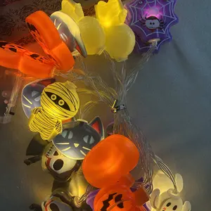 Battery-Operated Pumpkin Theme LED String Hanging Lights, 59.06-118.11in Colorful LED Light Up Decor, Home Supplies for Thanksgiving Holiday Party Interior