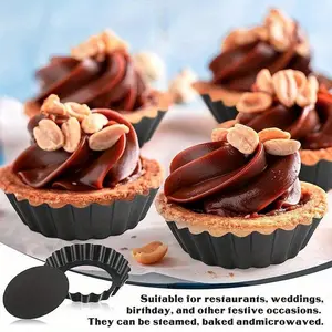Small Tart Mold Fluted Cupcake Tins Tart Pan 10cm Egg Tart Molds with Removable Bottom Non Stick Mini Tart Pans