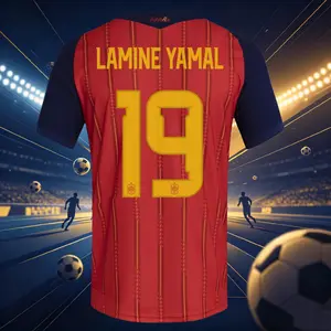 2026 Spain 19# Lamine Yamal Home Red and Away Beige Soccer Jersey 20# Pedri Long Sleeve and Short Sleeve Jersey