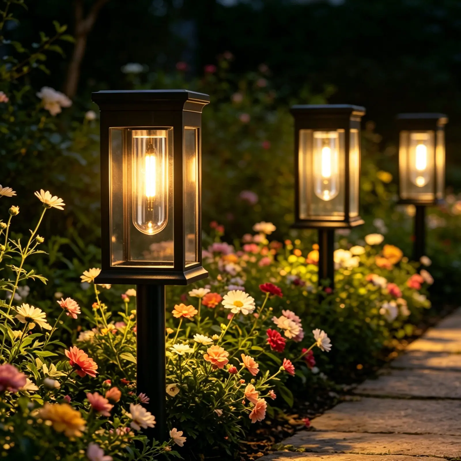 Backyard Fox Bright Solar Pathway Light - 4-Pack Elegant Modern Luxury, Easy Installation, Auto On/Off, IP55 Waterproof, Rechargeable, for Garden, Yard & Driveway，#summervibes
