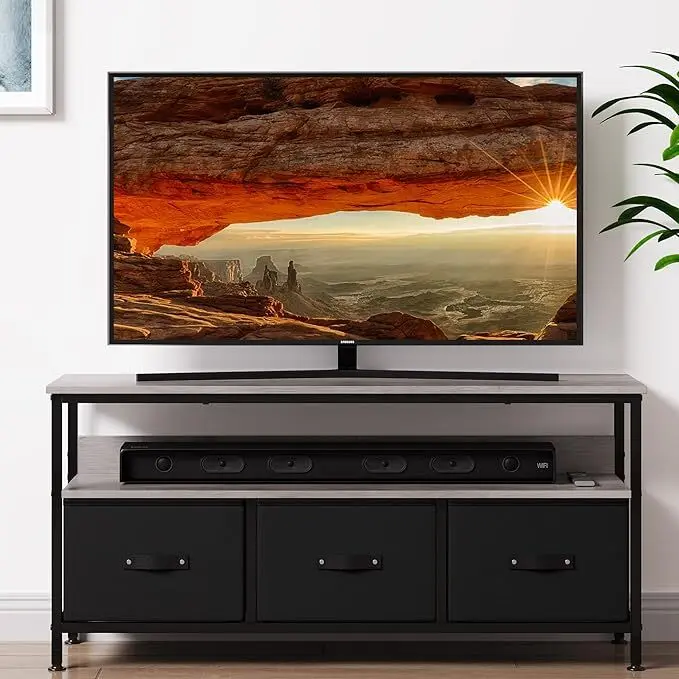 TV cabinet with 3 drawers 1 compartment lowboard sideboard TV cabinet TV table TV furniture table board HiFi cabinet oak look 120x30x57cm