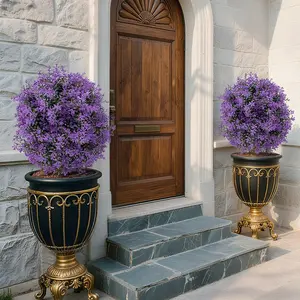 2 Pcs Realistic artificial flowers outdoor tree for garden, balcony or terrace decoration weather-resistant, with earth tip,  easy to care for home holiday party supplies purple