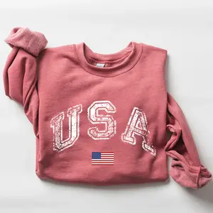 Vintage USA, Retro Flag, America, 4th of July Sweatshirt, Women's Crew Neck, Crewneck