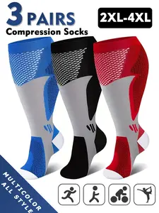 Plus Size Compression Socks for Men & Women, 20-30mmhg Wide Calf Booster Socks for Circulation, Running, Nurses, Pregnant Women
