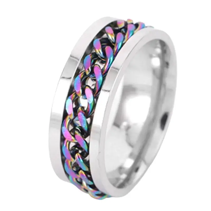 Interwine 8 mm spinner ring stainless steel fidget ring anxiety ring for men