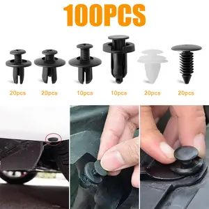 Auto Parts Set - 100pcs Set of Auto Fasteners, 6 Sizes Including Rivet, Bumper Door Trim Panel Retainer Fasteners, Car Repair & Maintenance