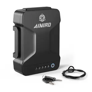 AINIRO Portable Biometric Safety Box with Fingerprint & Digital Lock - Quick Access Security Storage for Car, Travel & Home - USB-C Rechargeable