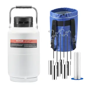 fathersdaygift  VEVOR Liquid Nitrogen Tank, 3 L Aluminum Alloy Liquid Nitrogen Container, LN2 Tank Dewar with 6 Canisters and Carry Bag with Straps, Cryogenic Tank for Beauty Industry, Semen Preservation, Scientific