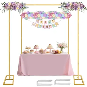 Square Backdrop Stand, Wedding Arch Heavy Duty Adjustable Stand, Over The Table Rod Stand with Clamps, Metal  Garden Balloon Frame for  Shower Party Decoration
