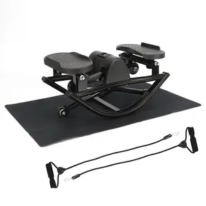 Lateral Rocking Stepper with Resistance Bands, Low Impact Side to Side Glute Trainer for Home Exercise, Quiet Step Machine No Assembly 250LBS Capacity