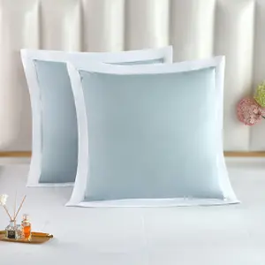 [Outlets] Long-staple Cotton Euro Sham Set of 2, Misty Blue + White