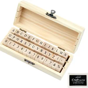 42 Pcs Letter Stamps, Rubber Stamps Alphabet Stamps, Wooden Stamps Number Alphabet Letter Symbol Set for DIY Crafting, Scrapbooking Supplies, Card Making