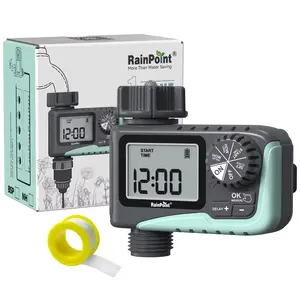 RAINPOINT Outdoor Sprinkler Timer, Plastic Water Inlet, Garden Hose Faucet Timer, Watering Timer, Programmable Watering Smart Irrigation Timer, Rain Delay Mode (Manual), 180PSI High Pressure Leakproof, Freeze-proof, Explosion-proof Outdoor Waterproof Box
