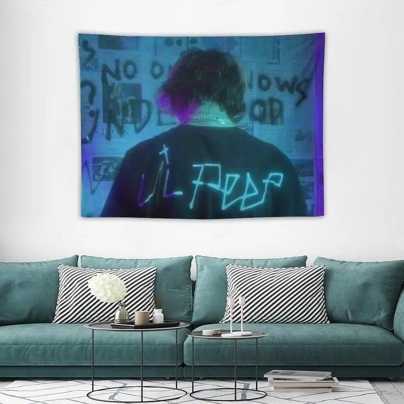 Lil Peep Graphic Tapestry Wall Mural - Durable Neon Love Synthetic Polyester Decorative Fabric Backdrop, Indoor Home Decor, Ideal Gift for Music Fans, Durable Decorative Tapestry